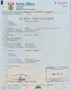 Example: unabridged birth certificate
