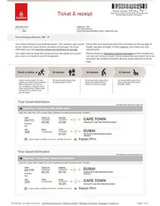 Example: round trip flight ticket