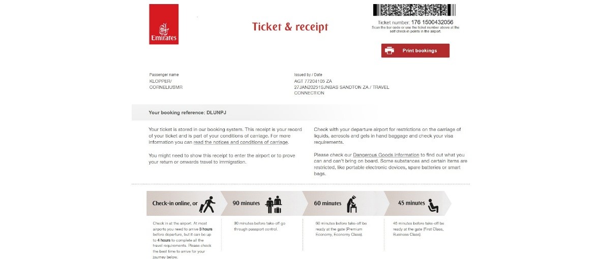 ticket and receipt