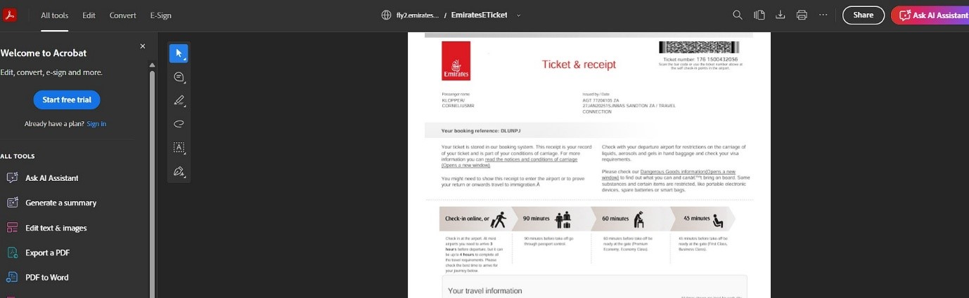 ticket and receipt